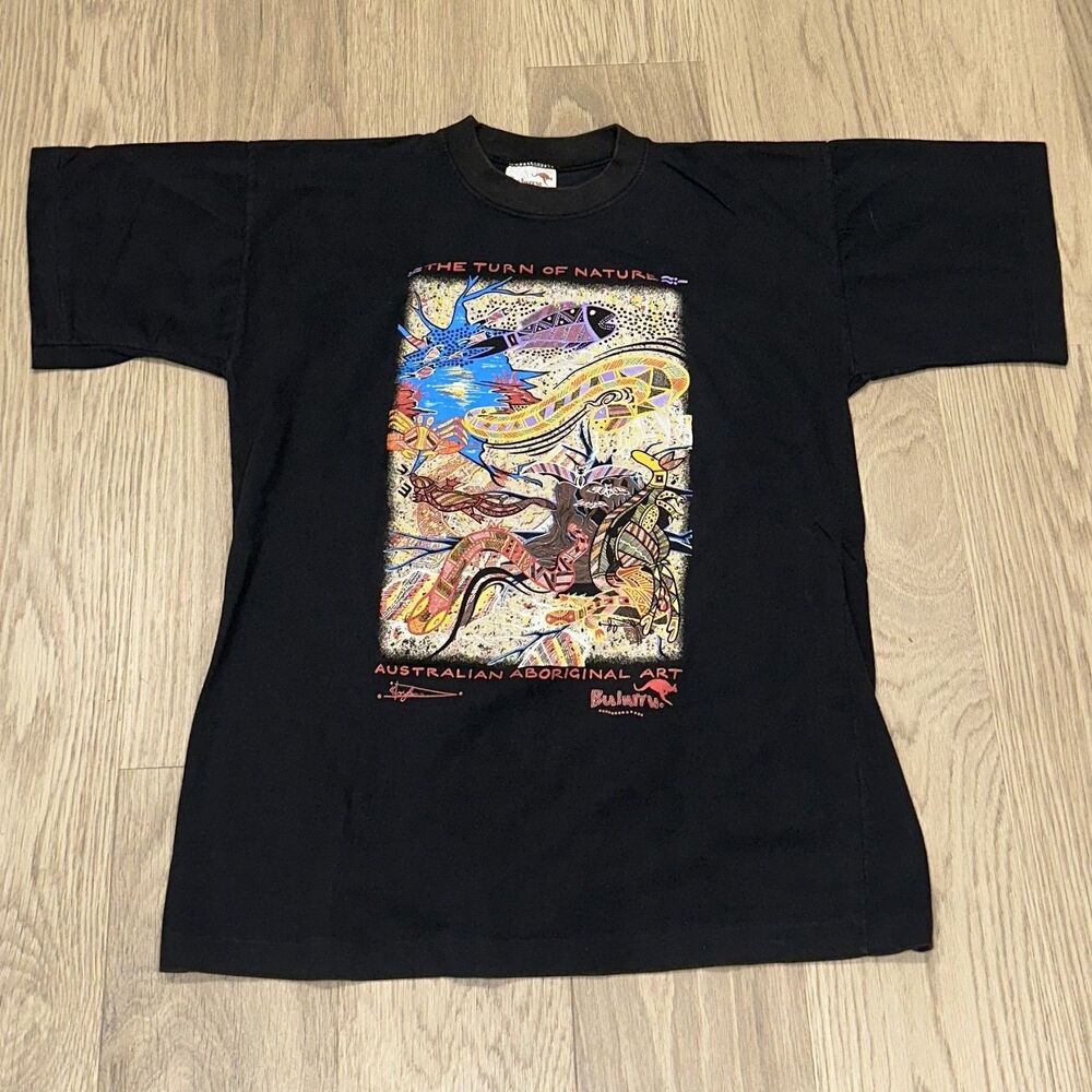 Vintage Bulurru Australian Aboriginal Art Graphic T Shirt Single Stitch Size L